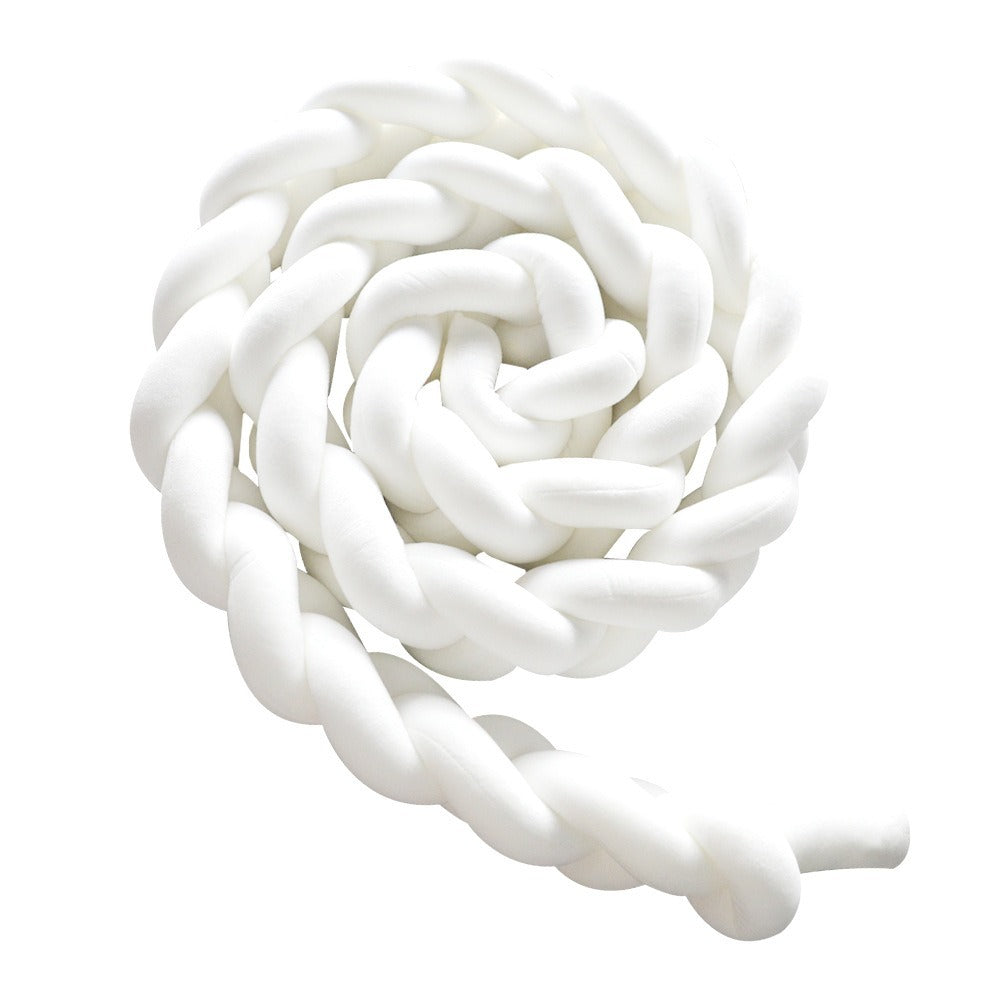 White 2M Nordic 3 Strand Hand Braided Knot Long Pillow Soft Plush Sofa Cushion Room Decor For Bedroom & Living