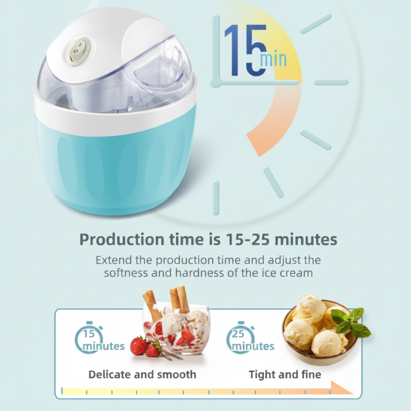 Pink 500Ml Compact Electric Ice Cream Maker Portable Quick Iced Drink Bucket & Soft Serve Machine With Rapid 15 Min Free