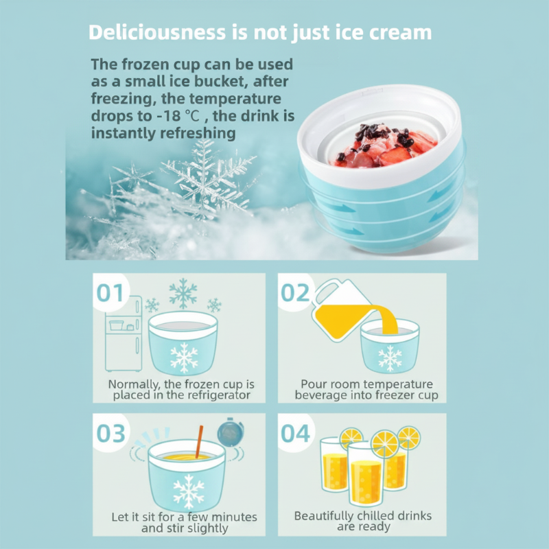 Pink 500Ml Compact Electric Ice Cream Maker Portable Quick Iced Drink Bucket & Soft Serve Machine With Rapid 15 Min Free