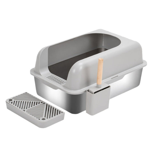 Dark Grey Stainless Steel Cat Litter Box 61Cm X 19Cm