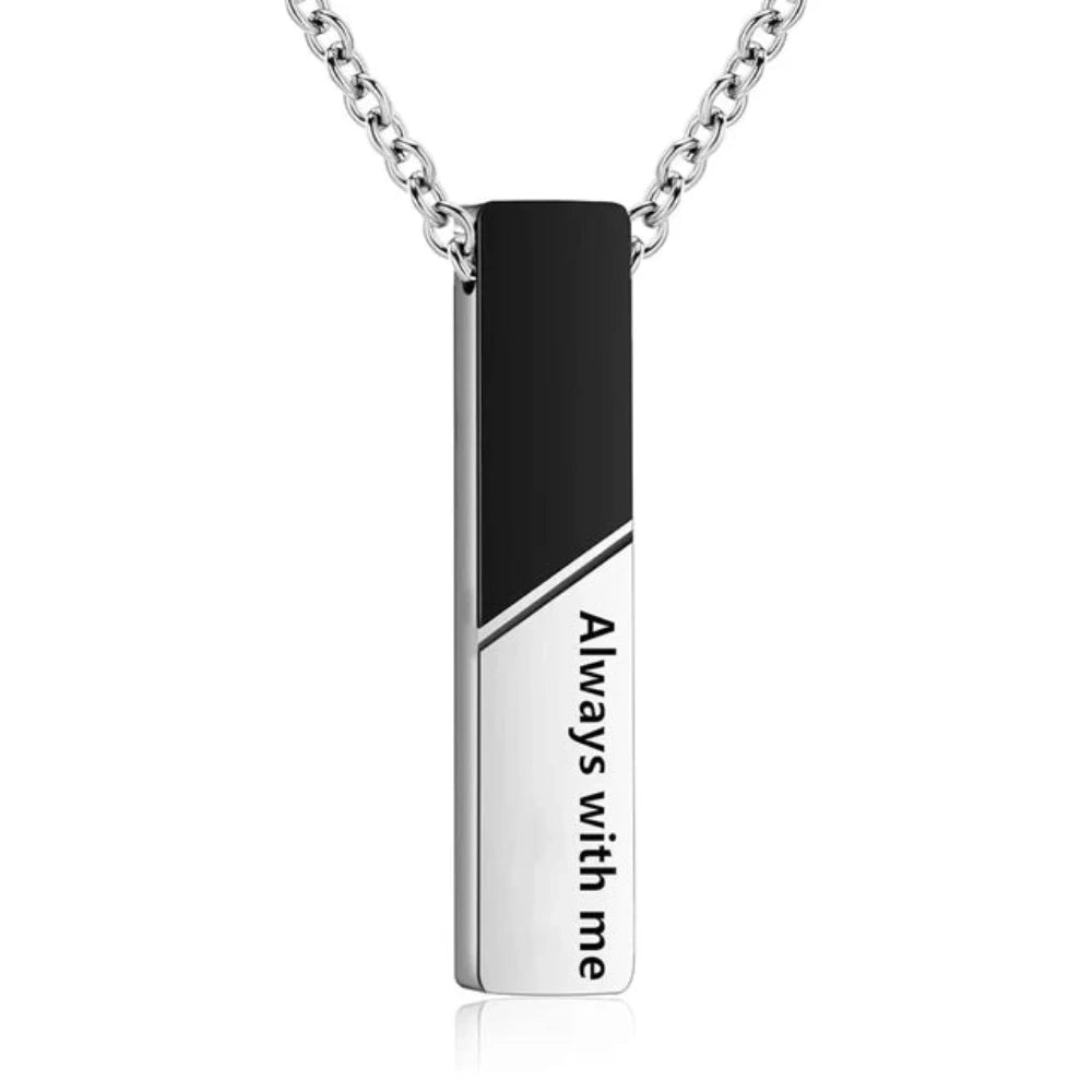 Vertical Bar Cremation Jewelry Urn Necklace For Ashes Stainless Steel Pendant