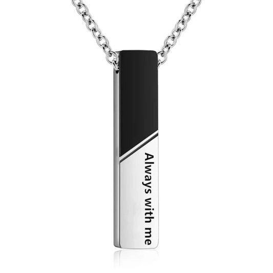 Vertical Bar Cremation Jewelry Urn Necklace For Ashes Stainless Steel Pendant