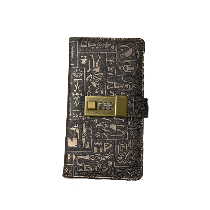Password Notebook A6 A5 B5 Ancient Egyptian Leather Secret Diary With Lock Holiday Gift Travel Book Office Journals
