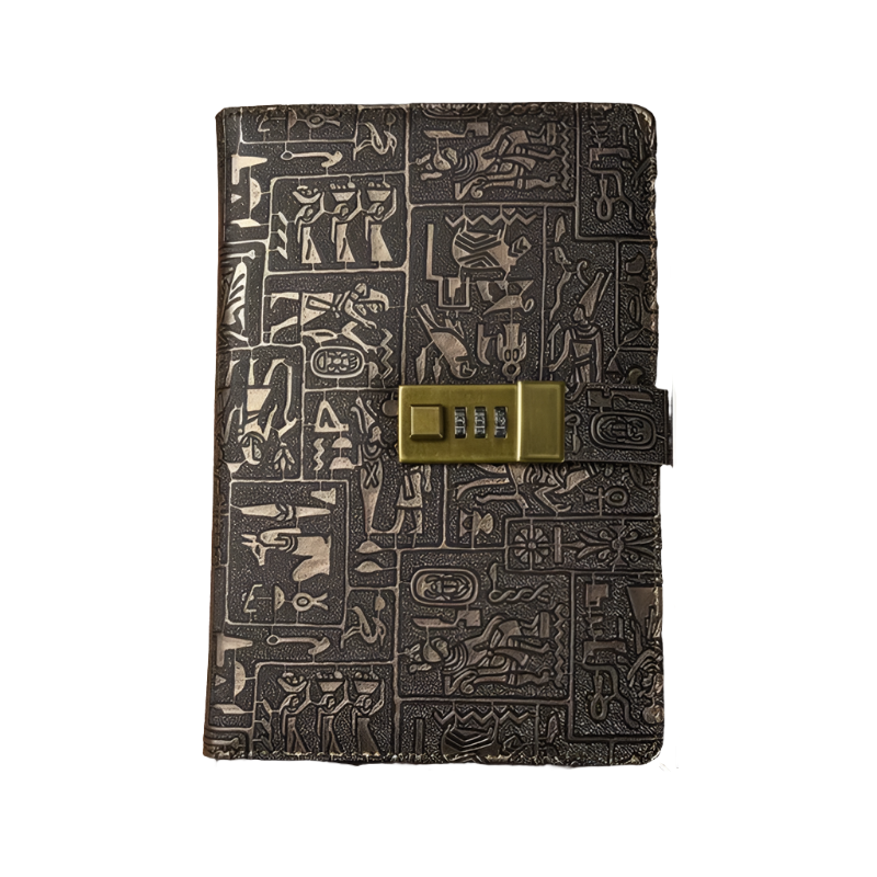 Password Notebook A6 A5 B5 Ancient Egyptian Leather Secret Diary With Lock Holiday Gift Travel Book Office Journals
