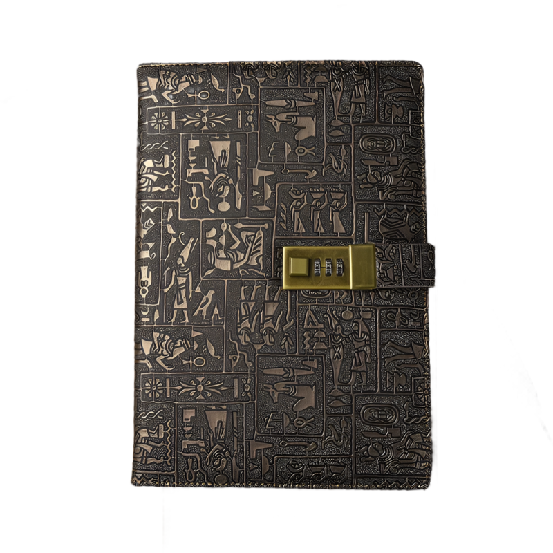 Password Notebook A6 A5 B5 Ancient Egyptian Leather Secret Diary With Lock Holiday Gift Travel Book Office Journals