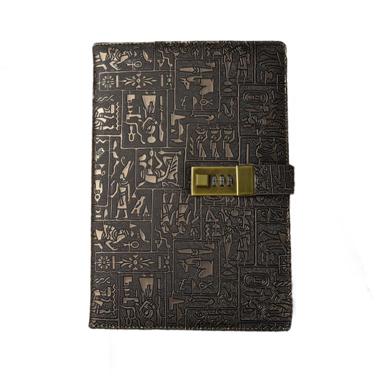 Password Notebook A6 A5 B5 Ancient Egyptian Leather Secret Diary With Lock Holiday Gift Travel Book Office Journals