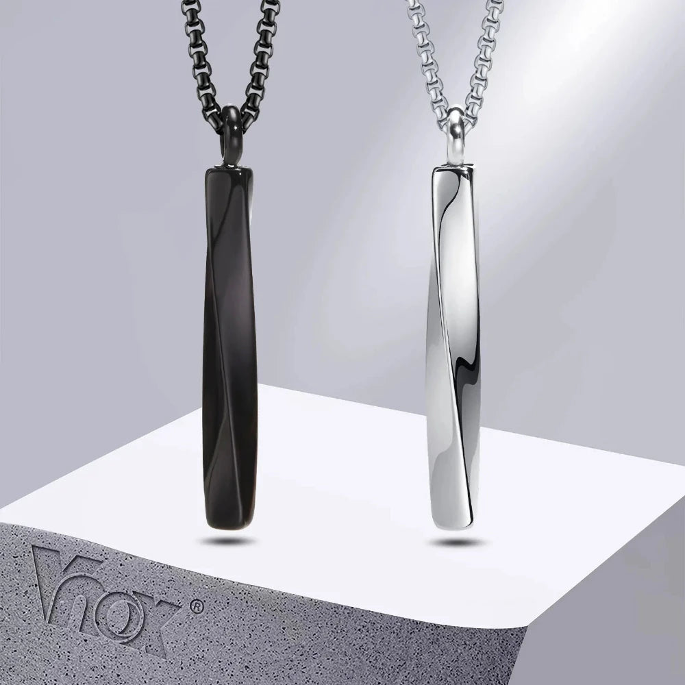 Vnox Stainless Steel Mobius Bar Pendant Necklace For Men Cremation Ashes Jewelry