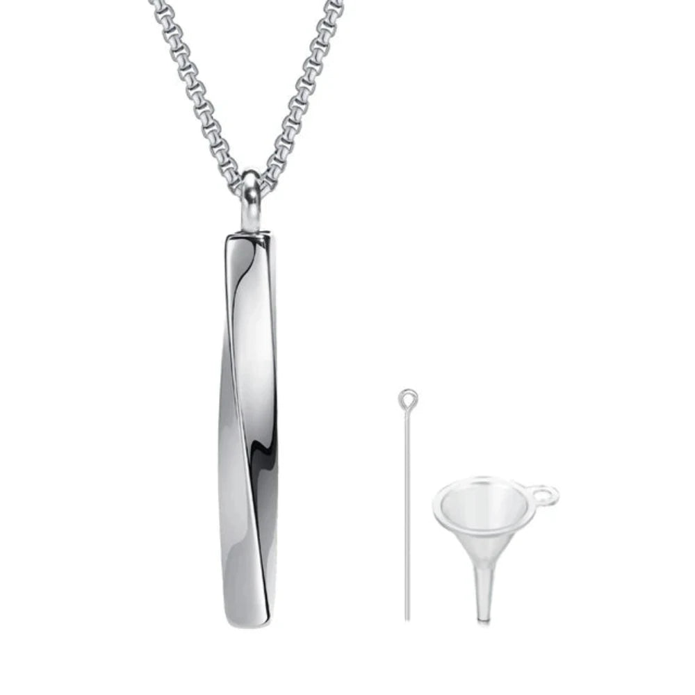 Vnox Stainless Steel Mobius Bar Pendant Necklace For Men Cremation Ashes Jewelry
