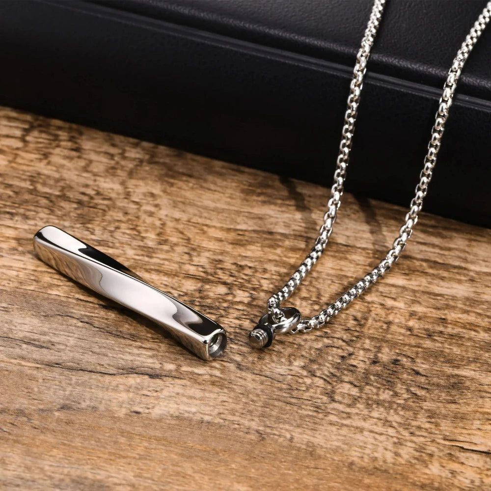 Vnox Stainless Steel Mobius Bar Pendant Necklace For Men Cremation Ashes Jewelry
