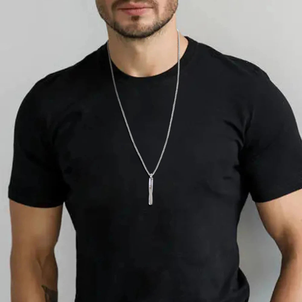 Vnox Stainless Steel Mobius Bar Pendant Necklace For Men Cremation Ashes Jewelry