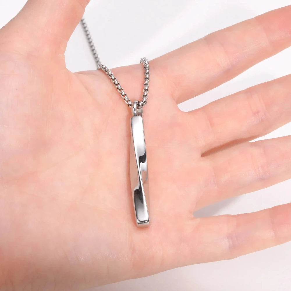 Vnox Stainless Steel Mobius Bar Pendant Necklace For Men Cremation Ashes Jewelry
