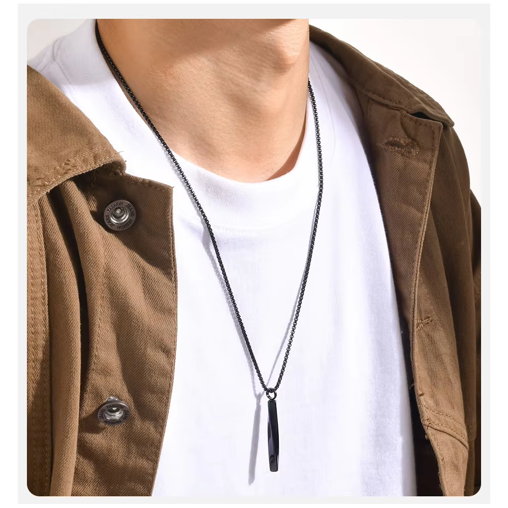 Vnox Stainless Steel Mobius Bar Pendant Necklace For Men Cremation Ashes Jewelry