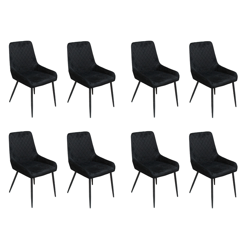 Dining Chairs X 8 Padded Seat Soft Velvet