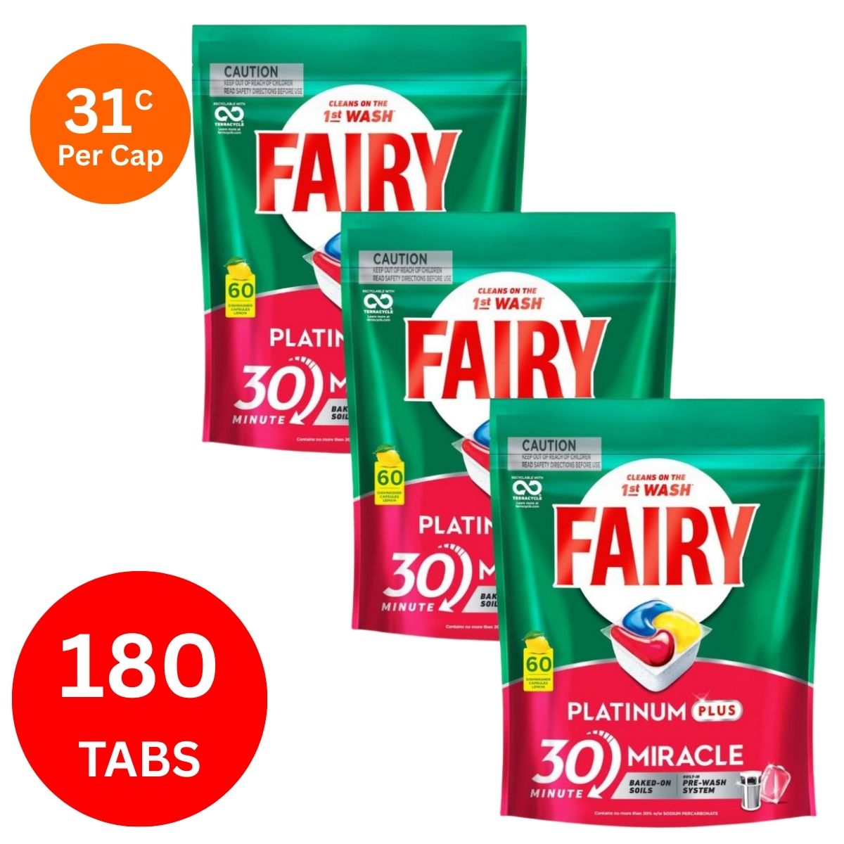 Fairy Platinum Plus X 180 Lemon Dishwasher Tablets