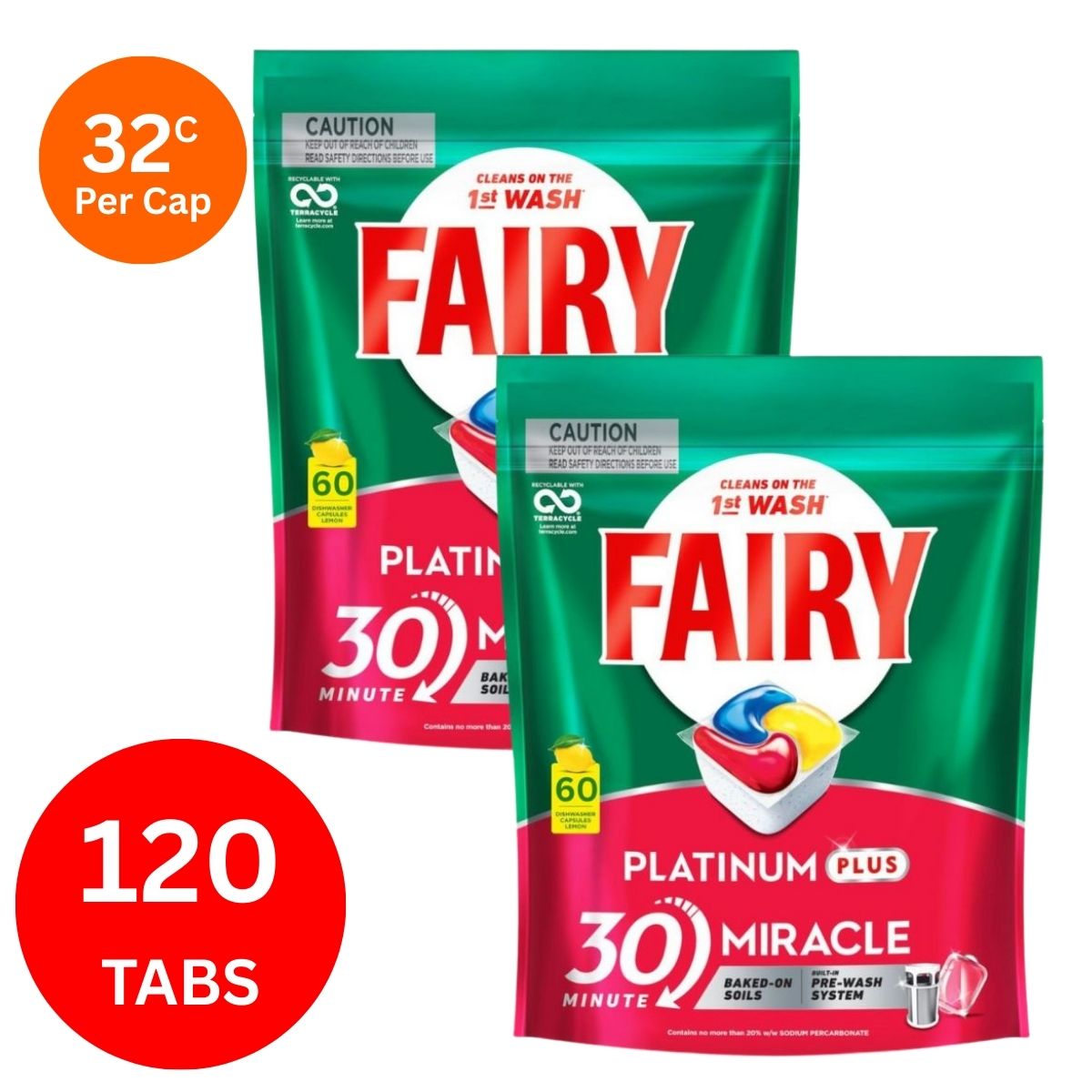 Fairy Platinum Plus X 120 Lemon Dishwasher Tablets