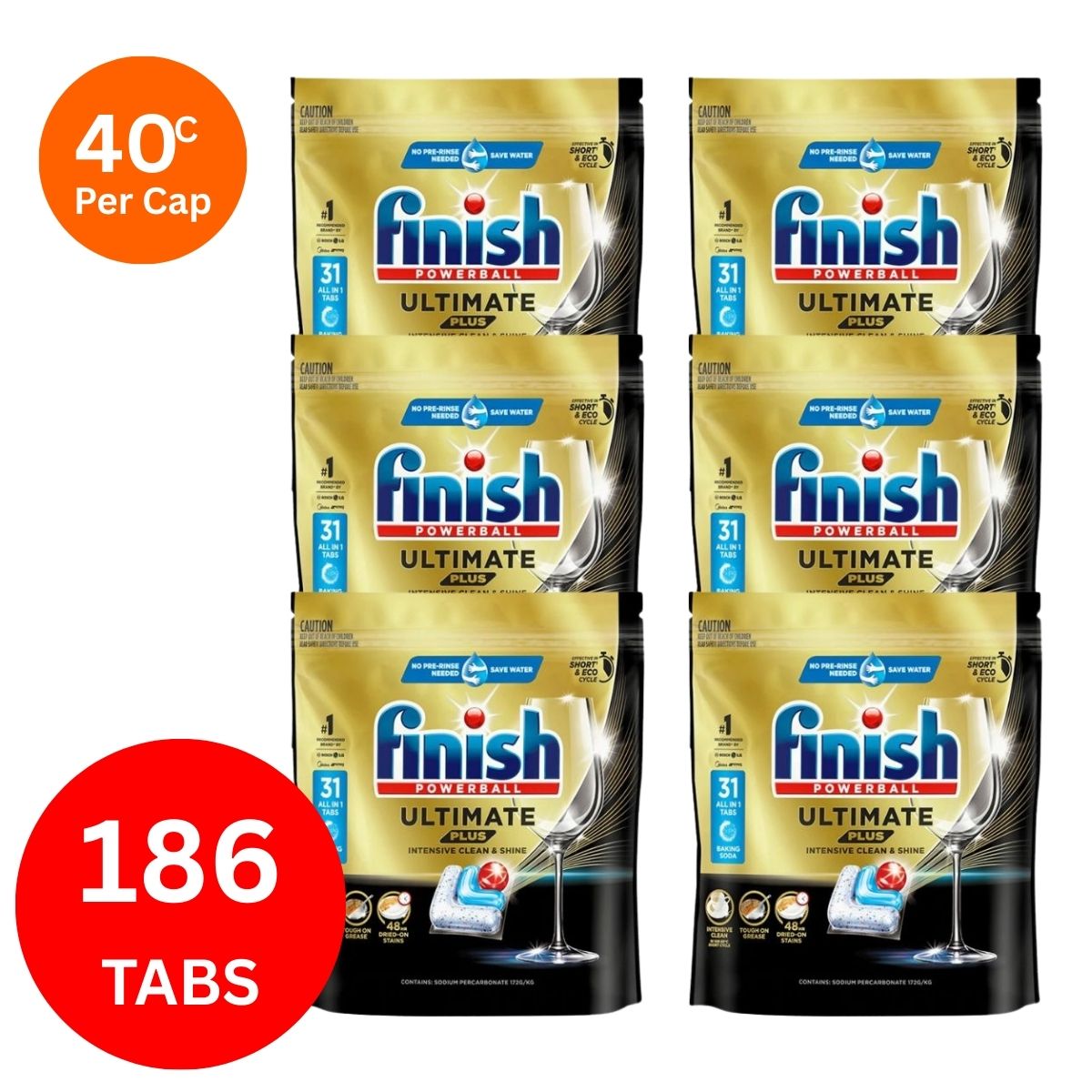 Finish Ultimate Plus X 186 Baking Soda Dishwasher Tablets