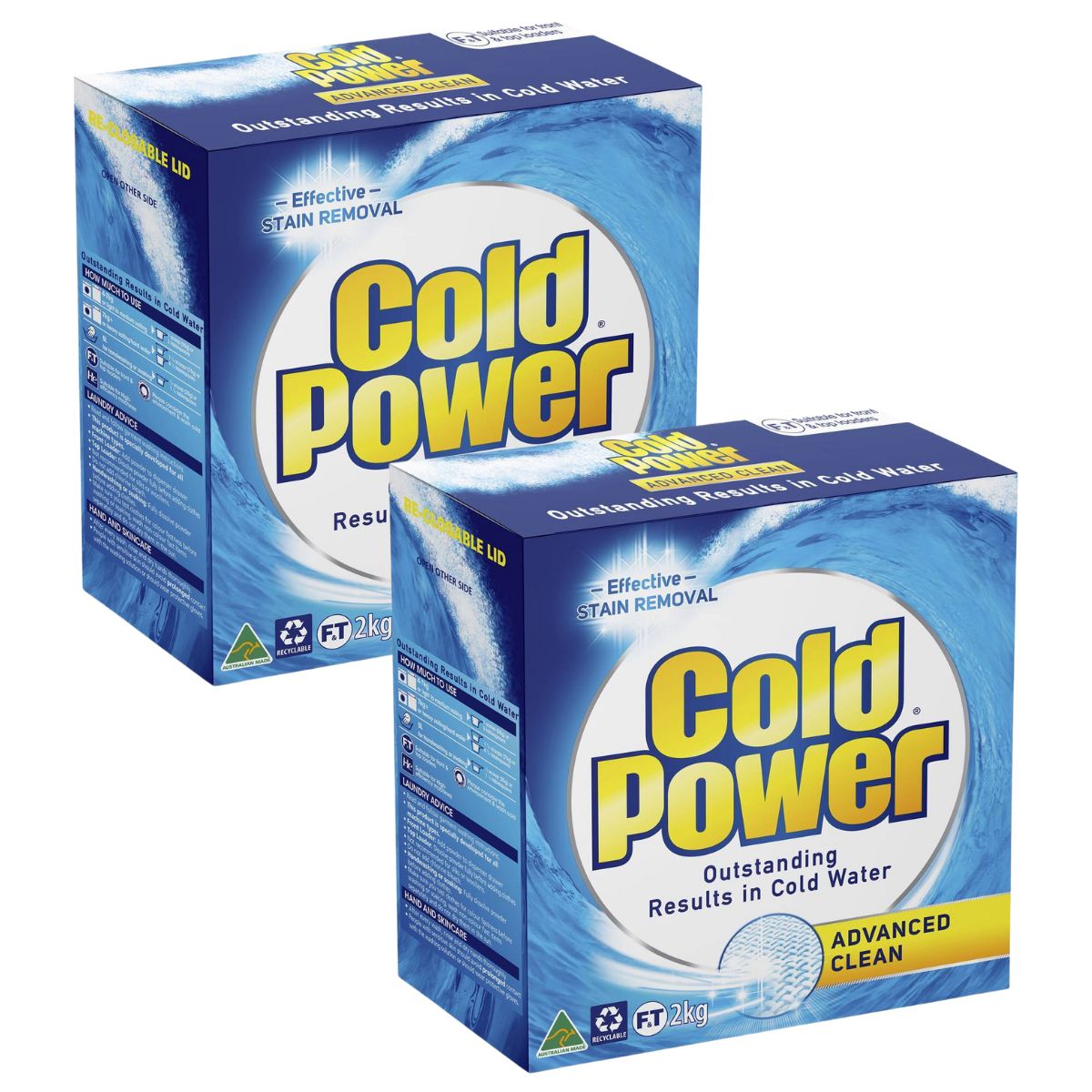 Cold Power 2kg Laundry Powder Advanced Clean Stain Remover x2
