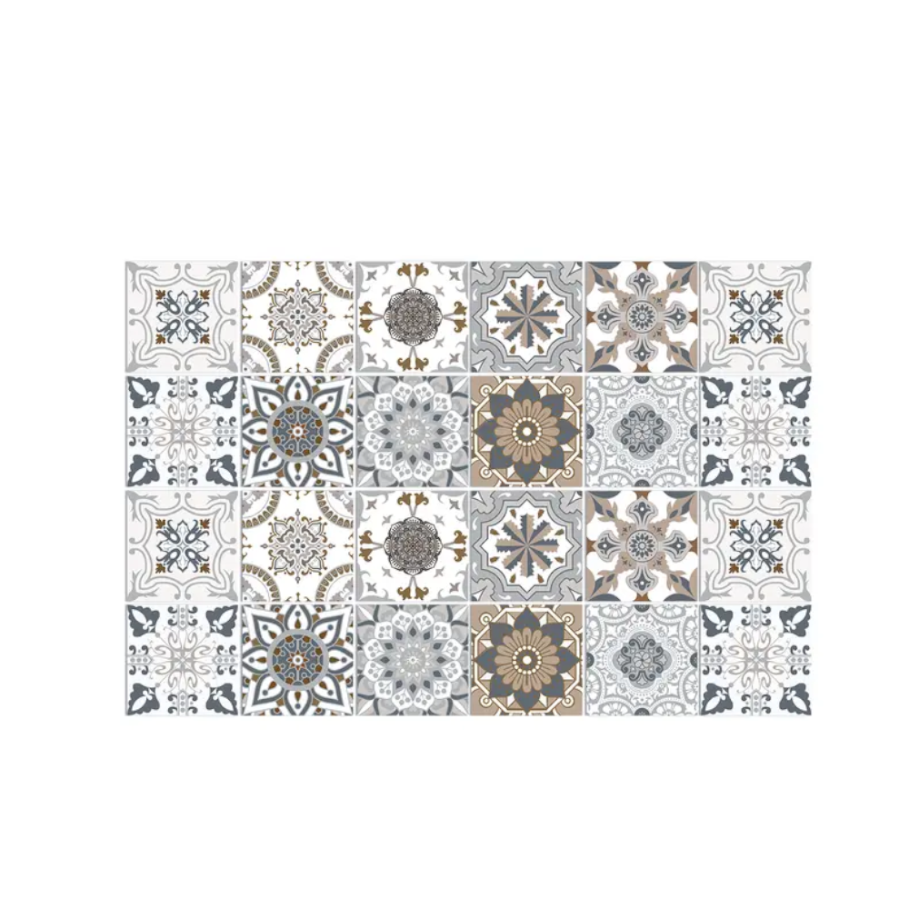 Wallpaper Brown Gray 10 Centimetre X 24 Pieces Pvc Tile Stickers