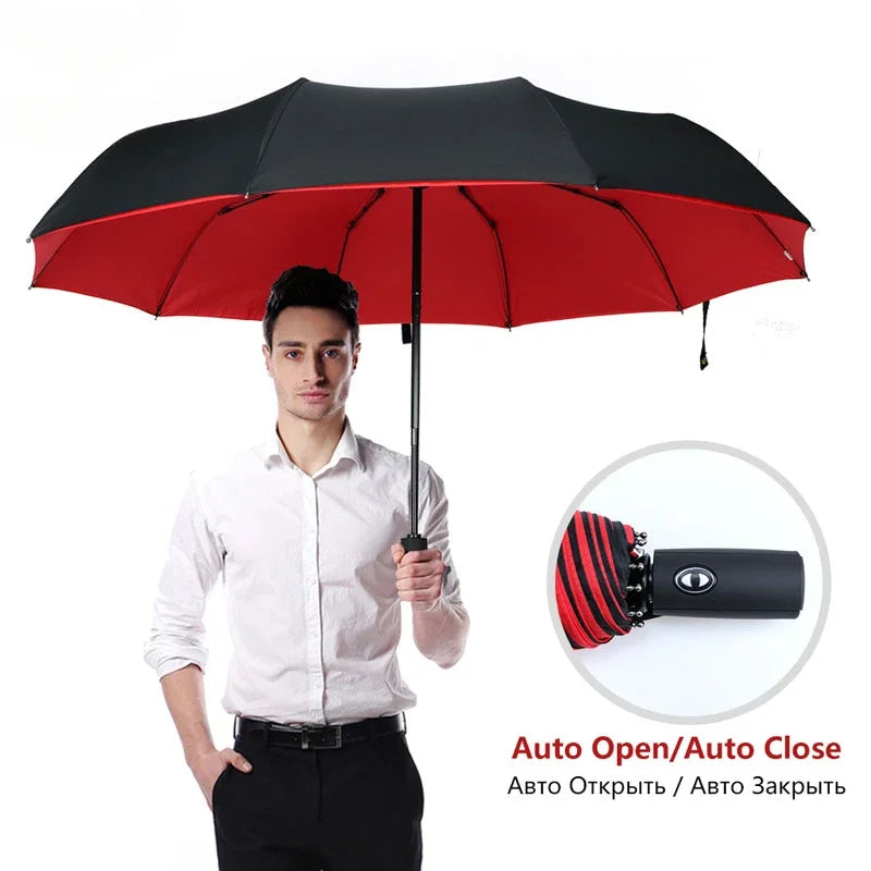 Windproof Double Layer Resistant Umbrella Fully Automatic Rain Men Women 10K Strong Luxury Business Male Large Umbrellas