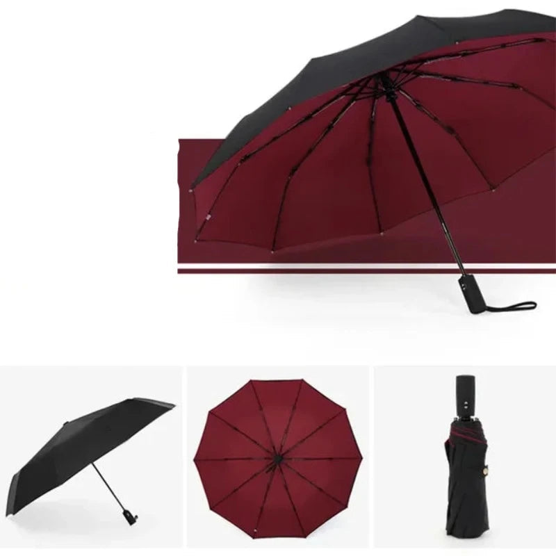 Windproof Double Layer Resistant Umbrella Fully Automatic Rain Men Women 10K Strong Luxury Business Male Large Umbrellas