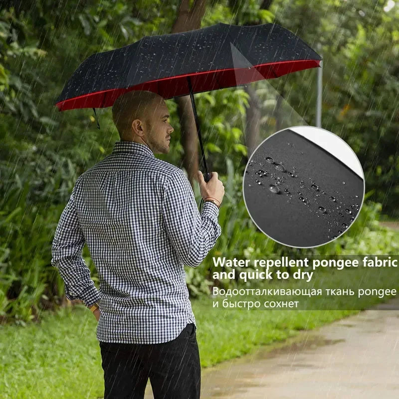 Windproof Double Layer Resistant Umbrella Fully Automatic Rain Men Women 10K Strong Luxury Business Male Large Umbrellas
