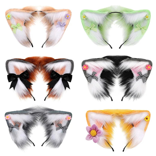 Women Girls Cartoon Fox Ears Shaped Headband Plush Hair Hoop Cosplay Accessories