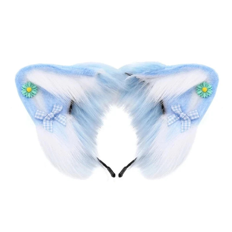 Women Girls Cartoon Fox Ears Shaped Headband Plush Hair Hoop Cosplay Accessories