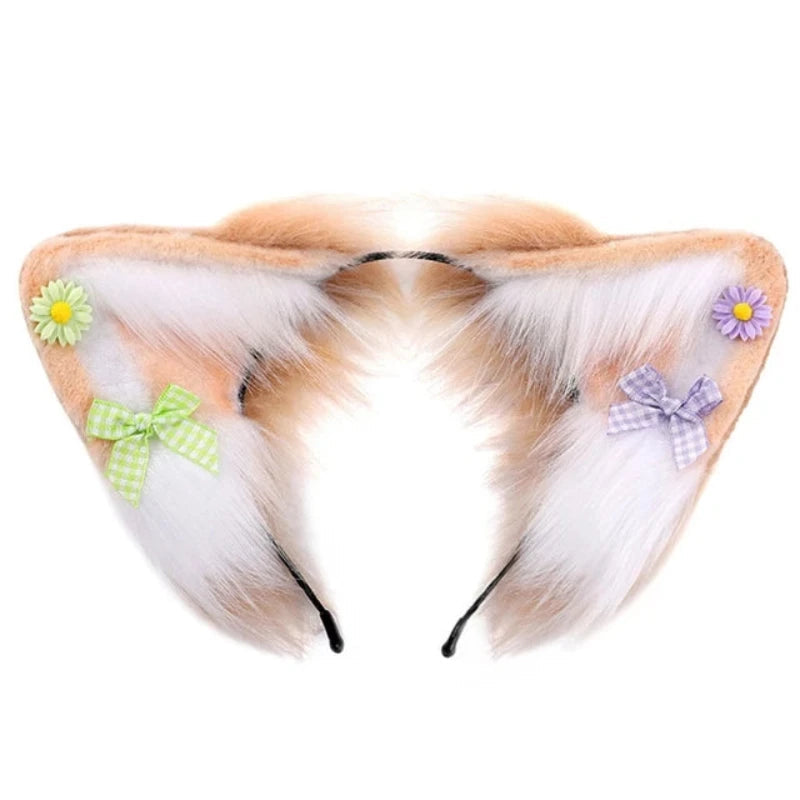 Women Girls Cartoon Fox Ears Shaped Headband Plush Hair Hoop Cosplay Accessories