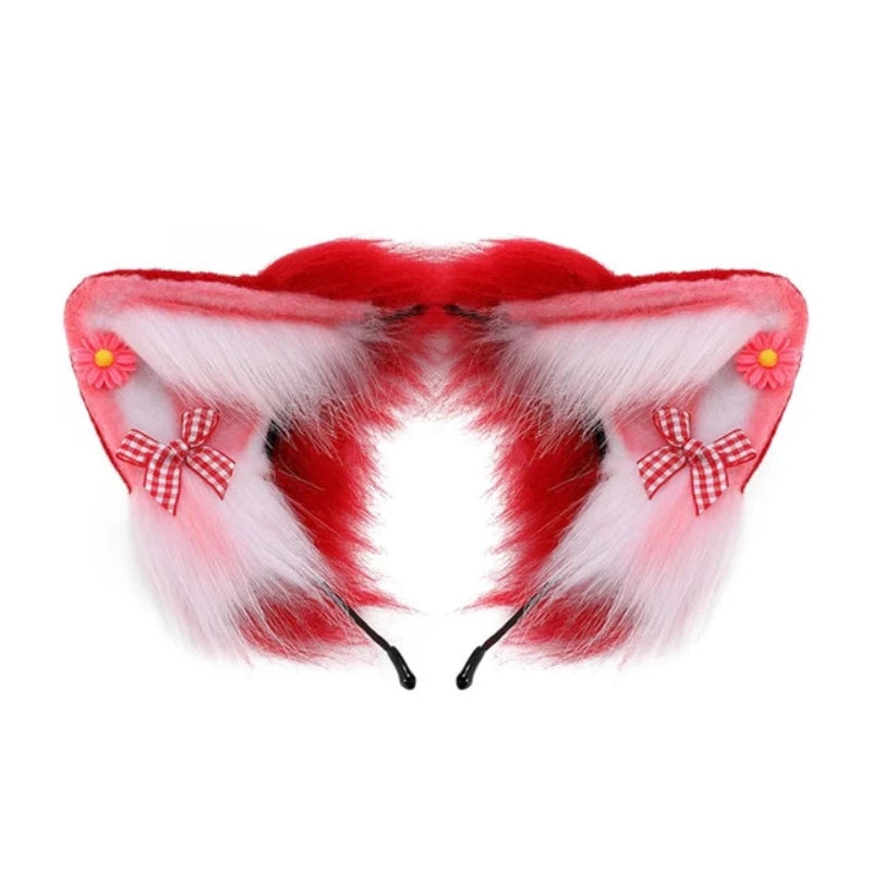 Women Girls Cartoon Fox Ears Shaped Headband Plush Hair Hoop Cosplay Accessories