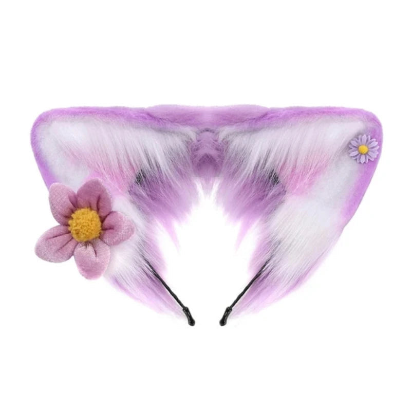 Women Girls Cartoon Fox Ears Shaped Headband Plush Hair Hoop Cosplay Accessories