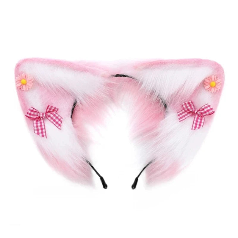 Women Girls Cartoon Fox Ears Shaped Headband Plush Hair Hoop Cosplay Accessories