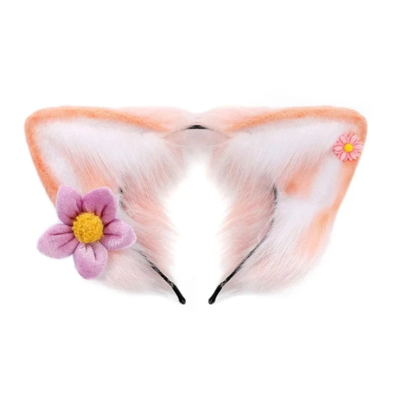 Women Girls Cartoon Fox Ears Shaped Headband Plush Hair Hoop Cosplay Accessories