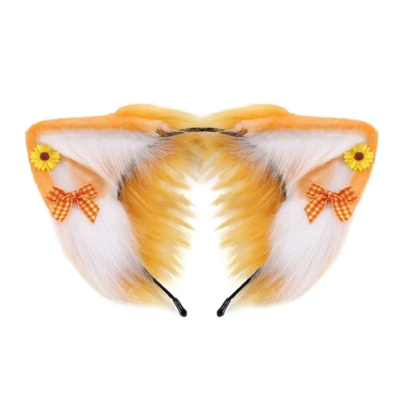 Women Girls Cartoon Fox Ears Shaped Headband Plush Hair Hoop Cosplay Accessories