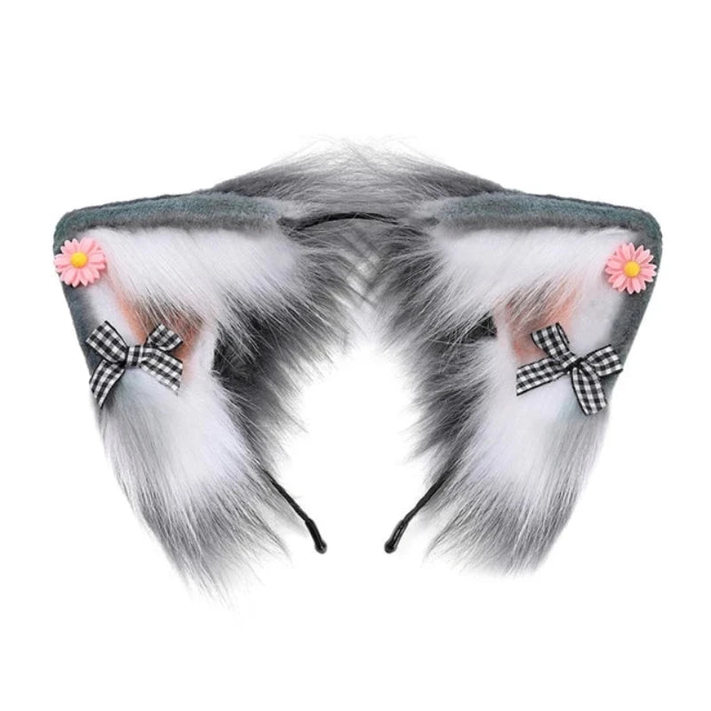 Women Girls Cartoon Fox Ears Shaped Headband Plush Hair Hoop Cosplay Accessories