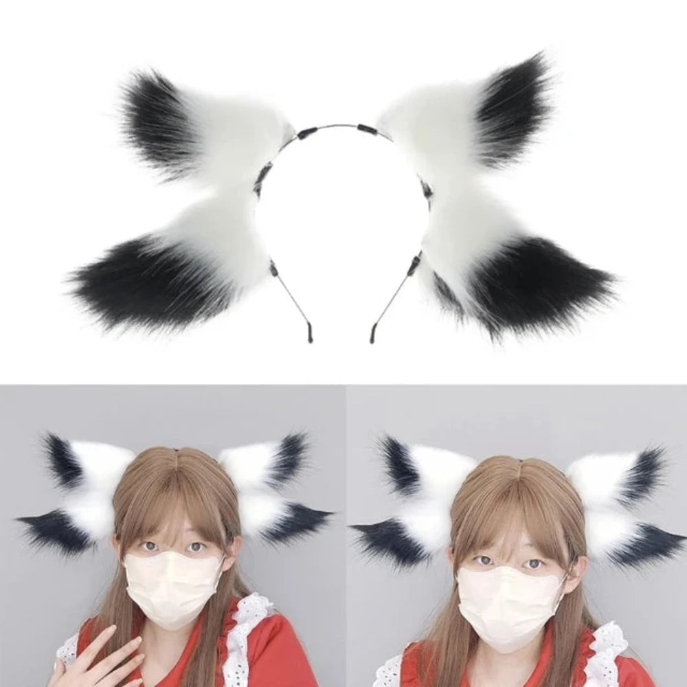 Women Girls Cartoon Fox Ears Shaped Headband Plush Hair Hoop Cosplay Accessories