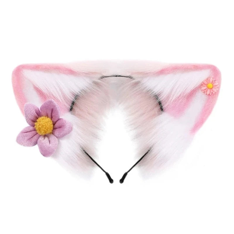 Women Girls Cartoon Fox Ears Shaped Headband Plush Hair Hoop Cosplay Accessories