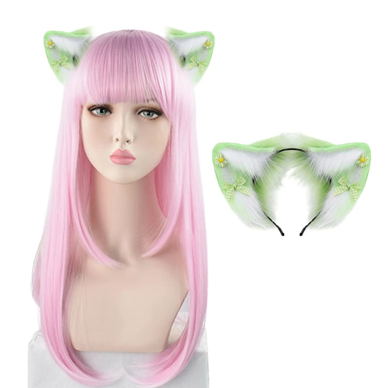 Women Girls Cartoon Fox Ears Shaped Headband Plush Hair Hoop Cosplay Accessories