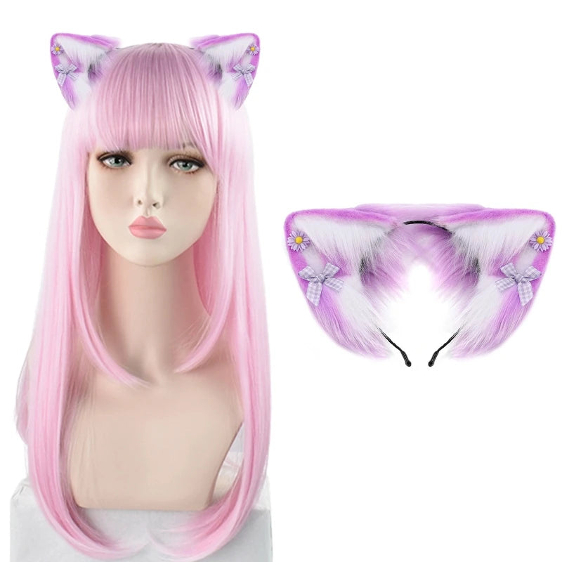 Women Girls Cartoon Fox Ears Shaped Headband Plush Hair Hoop Cosplay Accessories