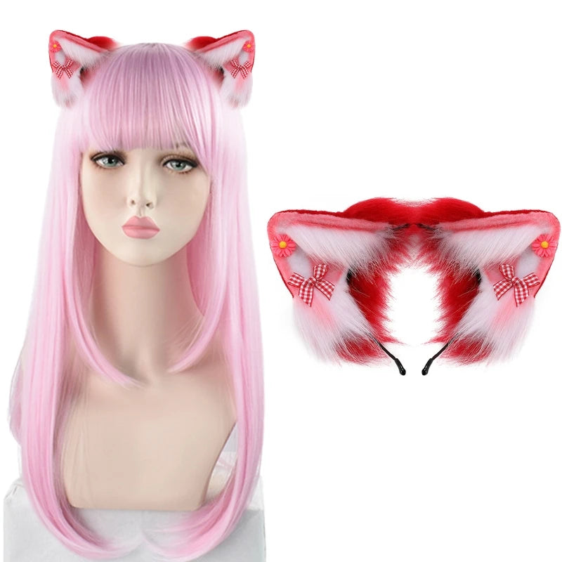 Women Girls Cartoon Fox Ears Shaped Headband Plush Hair Hoop Cosplay Accessories
