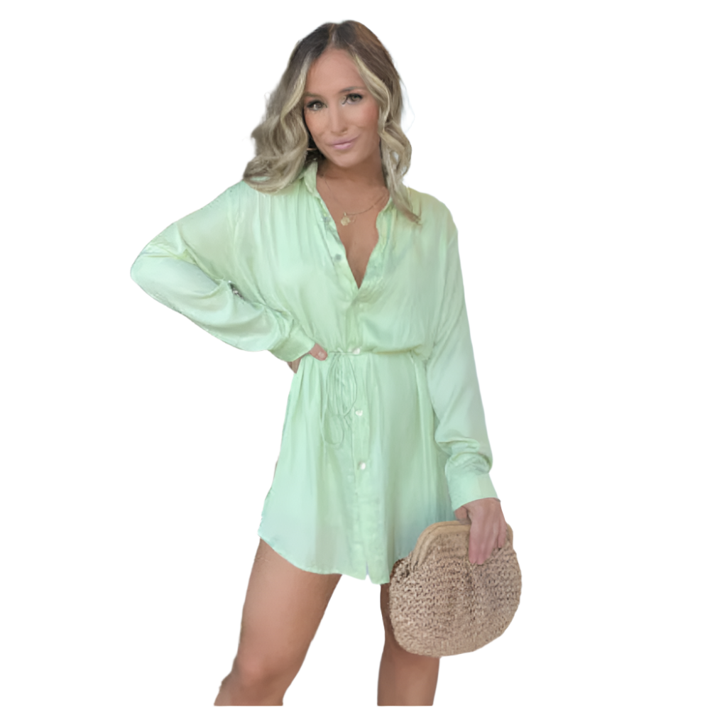 Women's Long Sleeve Jumpsuit With Button Fashion Shirt Dress