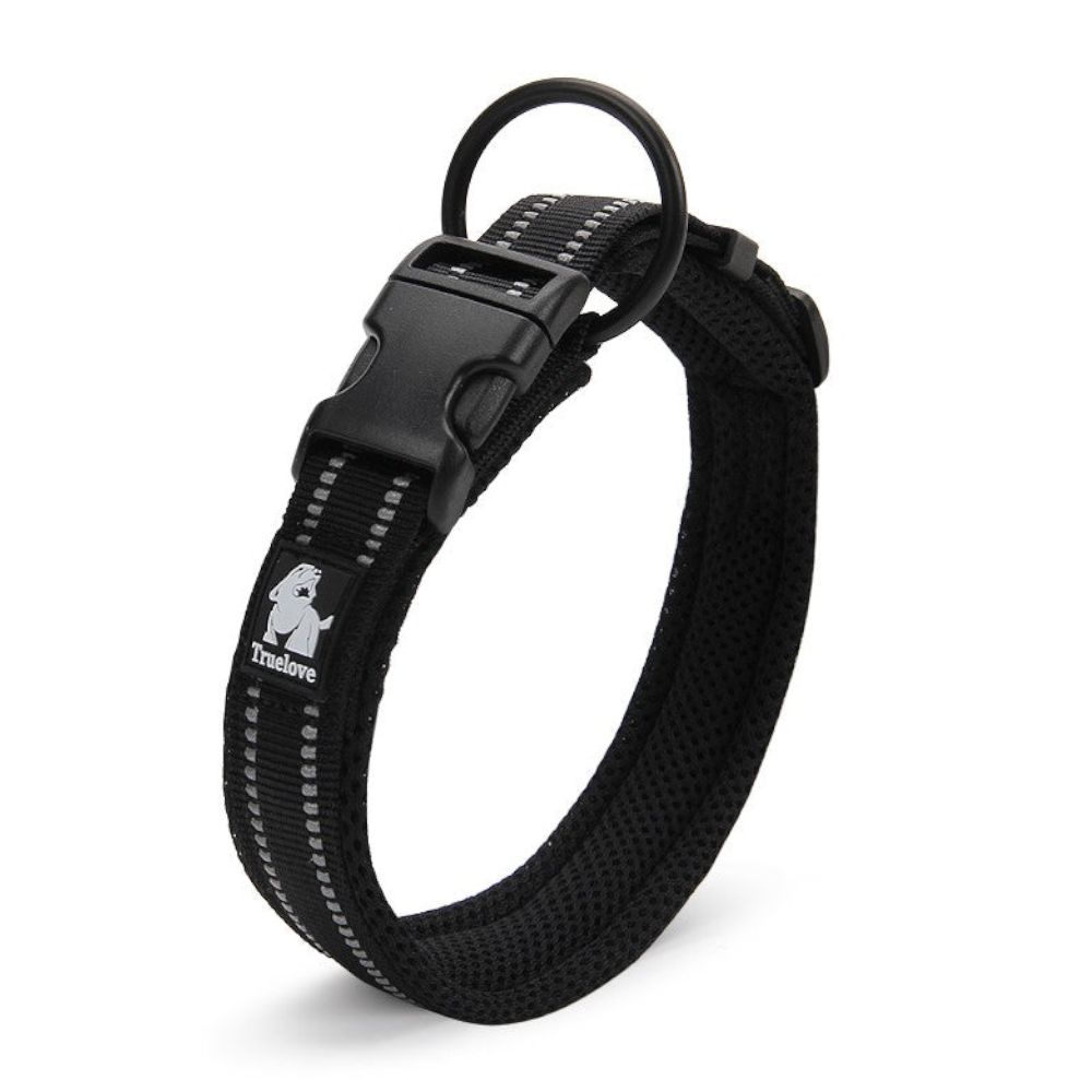 True Love Heavy Duty Reflective Dog Collar Black