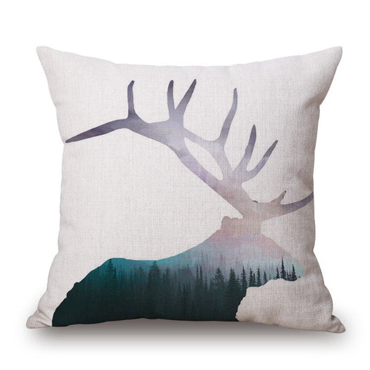 A Deer On Animal Cotton Linen Pillow Cover