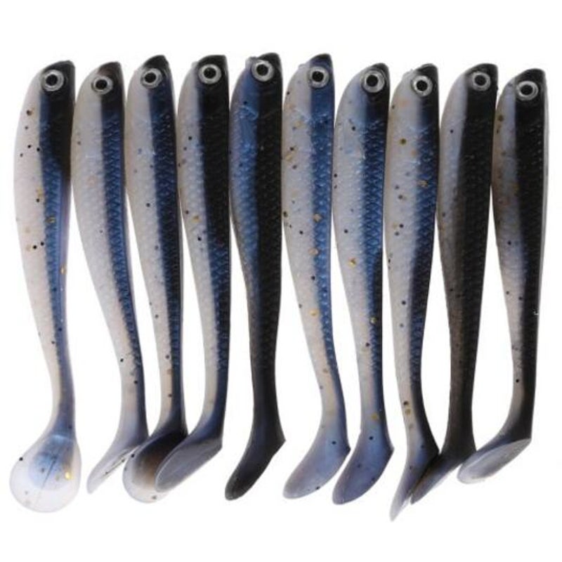 A Fish Lure Soft Fishing Lures T Tail Artificial Baits 10Pcs Deep Sky Blue