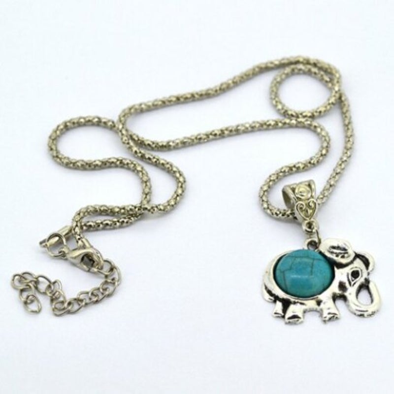 Veile Studios A Suit Of Ethnic Faux Turquoise Elephant Necklace And Earrings