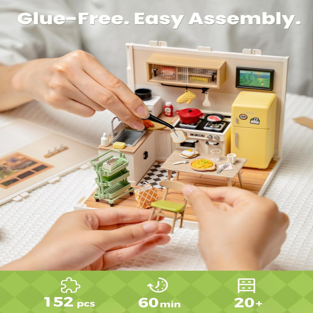 Robotime Rolife Happy Meals Kitchen Miniature House Kits Dolls Model