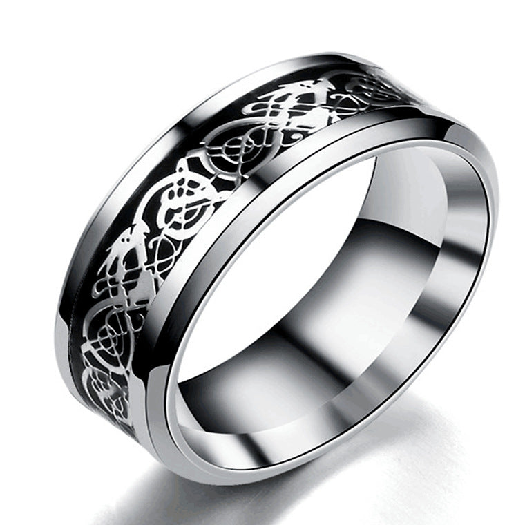 Veile Studios Dragon Pattern Men Stainless Steel Rings Jewellery
