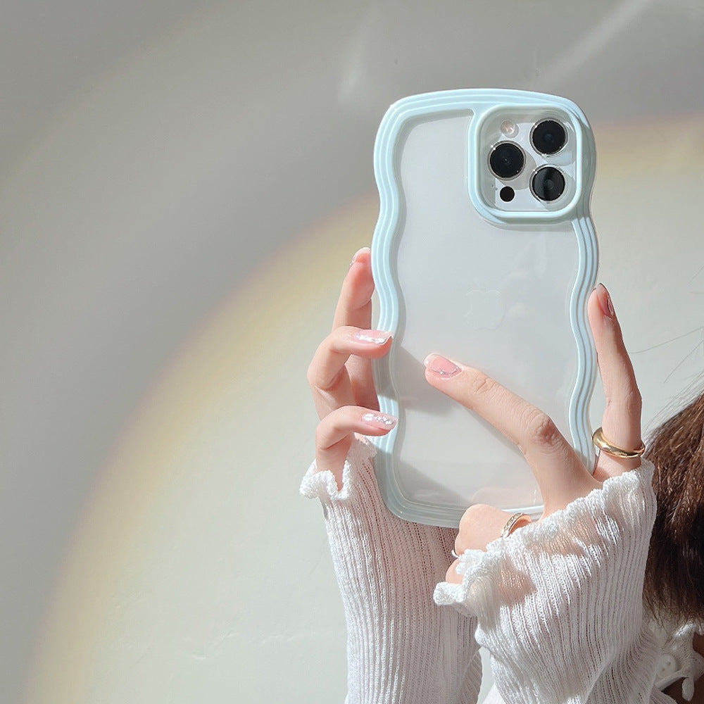 Wave Border Mobile Phone Case Solid Color Simple Candy