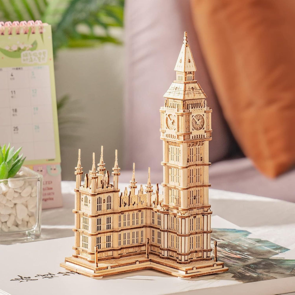 Robotime Rokr 3D Wooden Puzzle Diy Big Ben Toys With Led Light For Teens Xmas Gifts Tg507