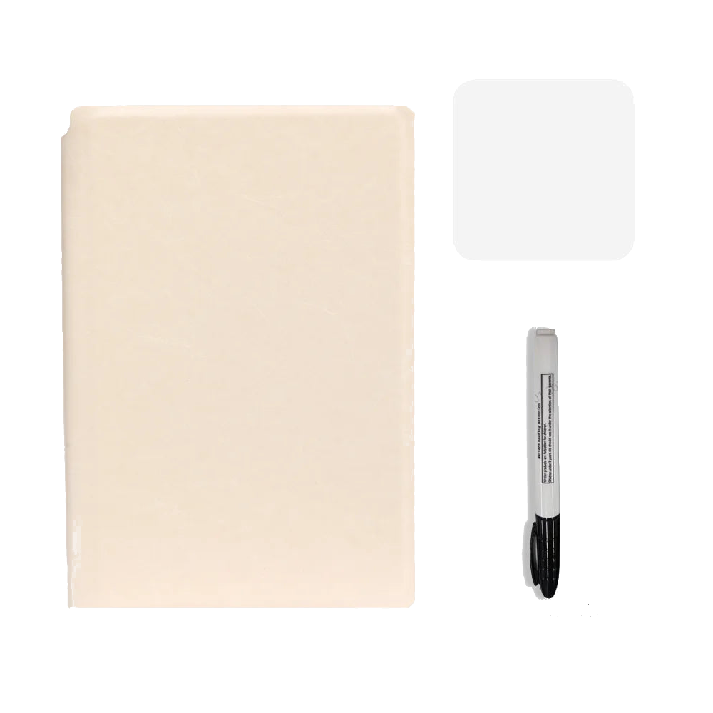 A5 Reusable Whiteboard Notebook Set With Pen Erasing Cloth Leather Memo Pad Weekly Planner Portable Stylish Office