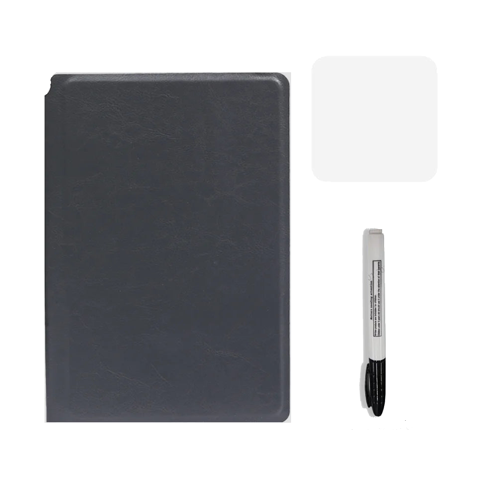 A5 Reusable Whiteboard Notebook Set With Pen Erasing Cloth Leather Memo Pad Weekly Planner Portable Stylish Office